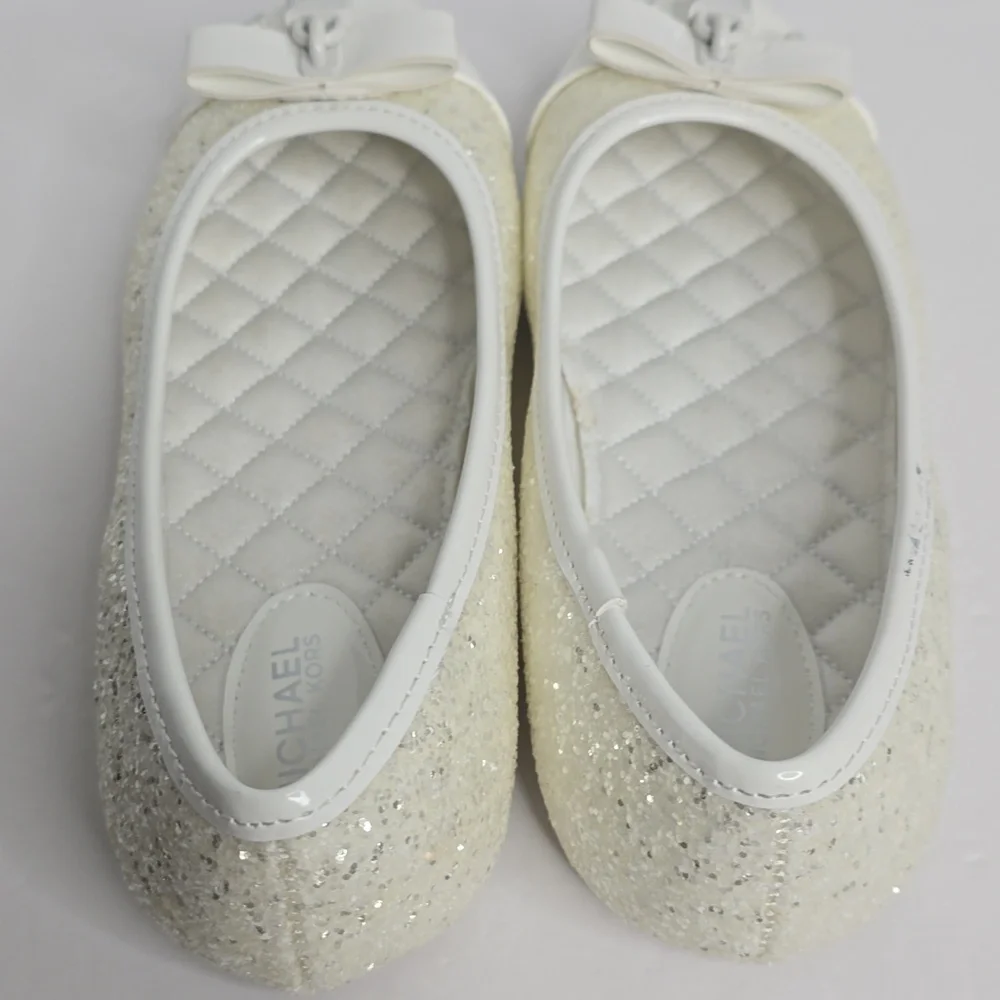 Micheal Micheal Kors Girls Kenya Glitter Bow Ballet Flats Size 2